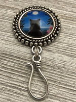 Black Cat Magnetic Portuguese Knitting Pin, Yarn Holder Brooch