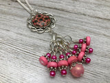 Floral Medallion Stitch Marker Necklace | Gifts for Knitters | 7 Snag Free Markers | Choose Leather Cord or Silver Chain