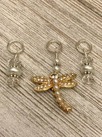 Dragonfly Sparkle Stitch Marker Set for Knitting | Snag Free | Gifts for Knitters | Optional Matching Holder Available