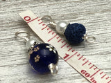 Flowers on Cobalt Snag Free Stitch Markers for Knitting | Gifts for Knitters | Optional Matching Holder Available