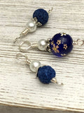 Flowers on Cobalt Snag Free Stitch Markers for Knitting | Gifts for Knitters | Optional Matching Holder Available