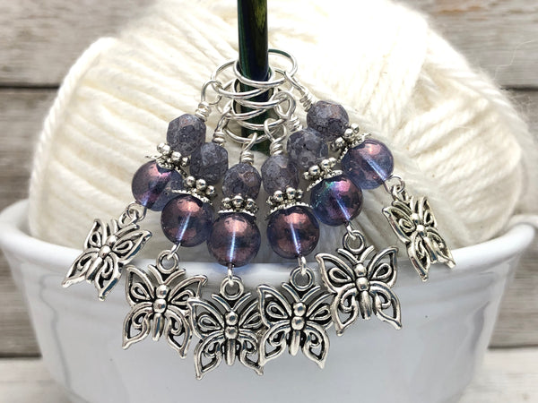 Butterfly Stitch Marker Set For Knitting | Snag Free Rings in Several Sizes | Knitting Gift
