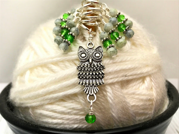 Perched Owl Stitch Marker Set, Gifts for Knitter