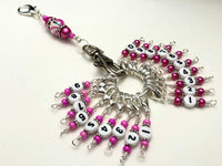 Pink Numbered Stitch Marker Set | Knitters Gift | Removable Progress Keepers | Counts 0-99
