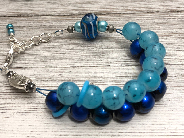 Blue Wave Abacus Counting Bracelet | Row Counter for Knitting and Crochet