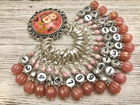 Valentine Owl Number Stitch Markers with Your Choice of Holder | Gift for Knitters | Counting Markers |