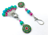 Flower Mandala Magnetic Portuguese Knitting Pin & Stitch Marker Set | Gift for Knitters