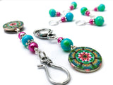 Flower Mandala Magnetic Portuguese Knitting Pin & Stitch Marker Set | Gift for Knitters