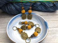 Bronze Owl Stitch Markers for Knitting or Crochet, Snag Free