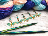 Dragonfly Stitch Markers for Knitting with Snag Free Closed Rings, Gifts for Knitters