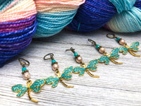 Dragonfly Stitch Markers for Knitting with Snag Free Closed Rings, Gifts for Knitters