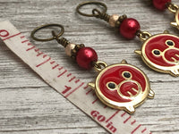 Red Pig Stitch Markers with Closed Rings for Knitting | Gifts for Knitters |