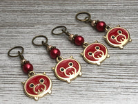 Red Pig Stitch Markers with Closed Rings for Knitting | Gifts for Knitters |