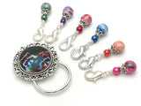 Magnetic Raccoon Stitch Marker Holder with Removable Progress Markers for Knitting or Crochet