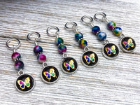 Butterfly Stitch Markers For Knitting | Snag Free Ring Sizes for Needles US3 to US15 | Knitting Gift
