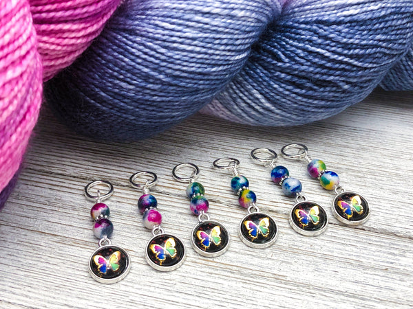 Butterfly Stitch Markers For Knitting | Snag Free Ring Sizes for Needles US3 to US15 | Knitting Gift