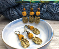 Bronze Owl Stitch Markers for Knitting or Crochet, Snag Free