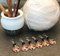 Lady Cat Stitch Markers for Knitting or Crochet, Sets of 6-20