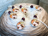 Lady Cat Stitch Markers for Knitting or Crochet, Sets of 6-20
