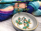 Dragonfly Stitch Markers for Knitting with Snag Free Closed Rings, Gifts for Knitters
