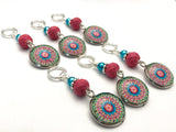 Fractal Medallion Stitch Markers for Knitting and Crochet, Sets of 6-20