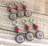 Fractal Medallion Stitch Markers for Knitting and Crochet, Sets of 6-20