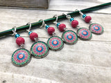 Fractal Medallion Stitch Markers for Knitting and Crochet, Sets of 6-20