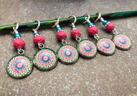 Fractal Medallion Stitch Markers for Knitting and Crochet, Sets of 6-20