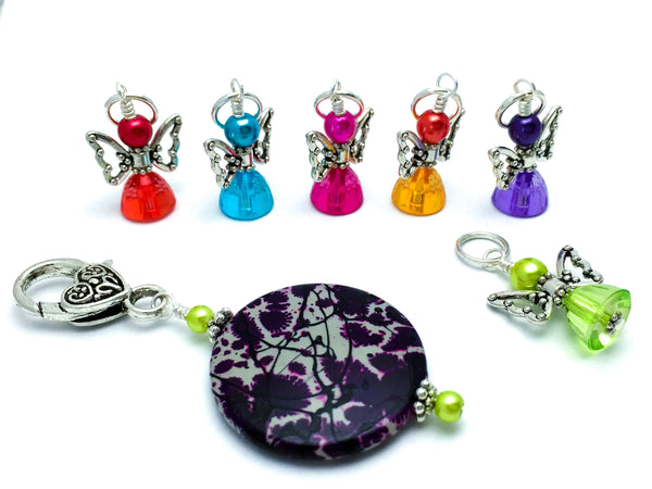 Gumdrop Angel Stitch Markers with Holder for Knitting