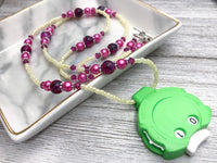 Fuchsia Locking Row Counter Necklace, Stitch Counter