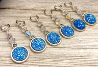 Glitter Stitch Markers For Knitting | Snag Free Ring Sizes for Needles US3 to US17 | Knitting Gift