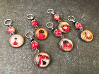Ladybug Stitch Markers for Knitting or Crochet, Snag Free Rings or Clasps