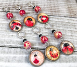 Ladybug Stitch Markers for Knitting or Crochet, Snag Free Rings or Clasps