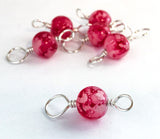 Red Mottled Double Duty Stitch Marker Set | Gift for Knitters | 2 Needle Sizes in 1 Marker |