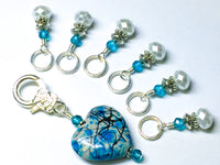 Splattered Heart Stitch Marker Set for Knitting, Gift for Knitter