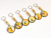 Honey Bee Stitch Markers for Knitting or Crochet, Choose Rings or Clasps