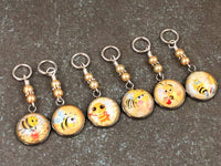 Honey Bee Stitch Markers for Knitting or Crochet, Choose Rings or Clasps