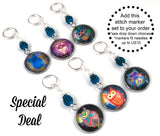 Night Owl Magnetic Portuguese Knitting Pin,  PLUS Matching Stitch Markers