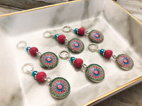 Fractal Medallion Stitch Markers for Knitting and Crochet, Sets of 6-20