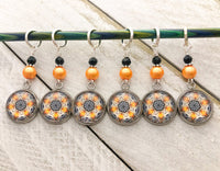Amber Medallion Stitch Markers for Knitting or Crochet