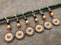 Amber Medallion Stitch Markers for Knitting or Crochet