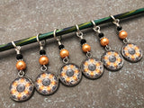 Amber Medallion Stitch Markers for Knitting or Crochet