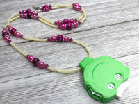 Fuchsia Locking Row Counter Necklace, Stitch Counter