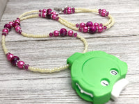 Fuchsia Locking Row Counter Necklace, Stitch Counter