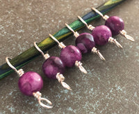 Agate Stone Double Duty Stitch Marker Set | Gift for Knitters | 2 Needle Sizes in 1 Marker