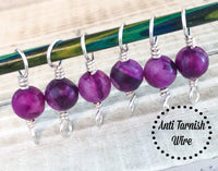 Agate Stone Double Duty Stitch Marker Set | Gift for Knitters | 2 Needle Sizes in 1 Marker
