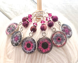 Magenta Medallion Stitch Markers for Knitting or Crochet