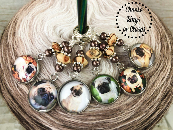 Blonde Pug Stitch Markers for Knitting or Crochet
