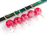 Red Mottled Double Duty Stitch Marker Set | Gift for Knitters | 2 Needle Sizes in 1 Marker |