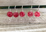 Red Mottled Double Duty Stitch Marker Set | Gift for Knitters | 2 Needle Sizes in 1 Marker |